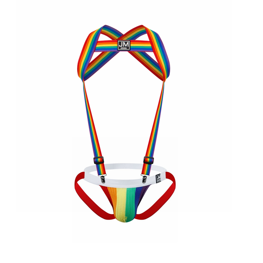 Jockstrap Athletic - レインボーボディハーネス調節可能な伸縮性ストラップ取り外し可能な分割型ギフトアスレチックサポータージョックストラップ男性ゲイ下着