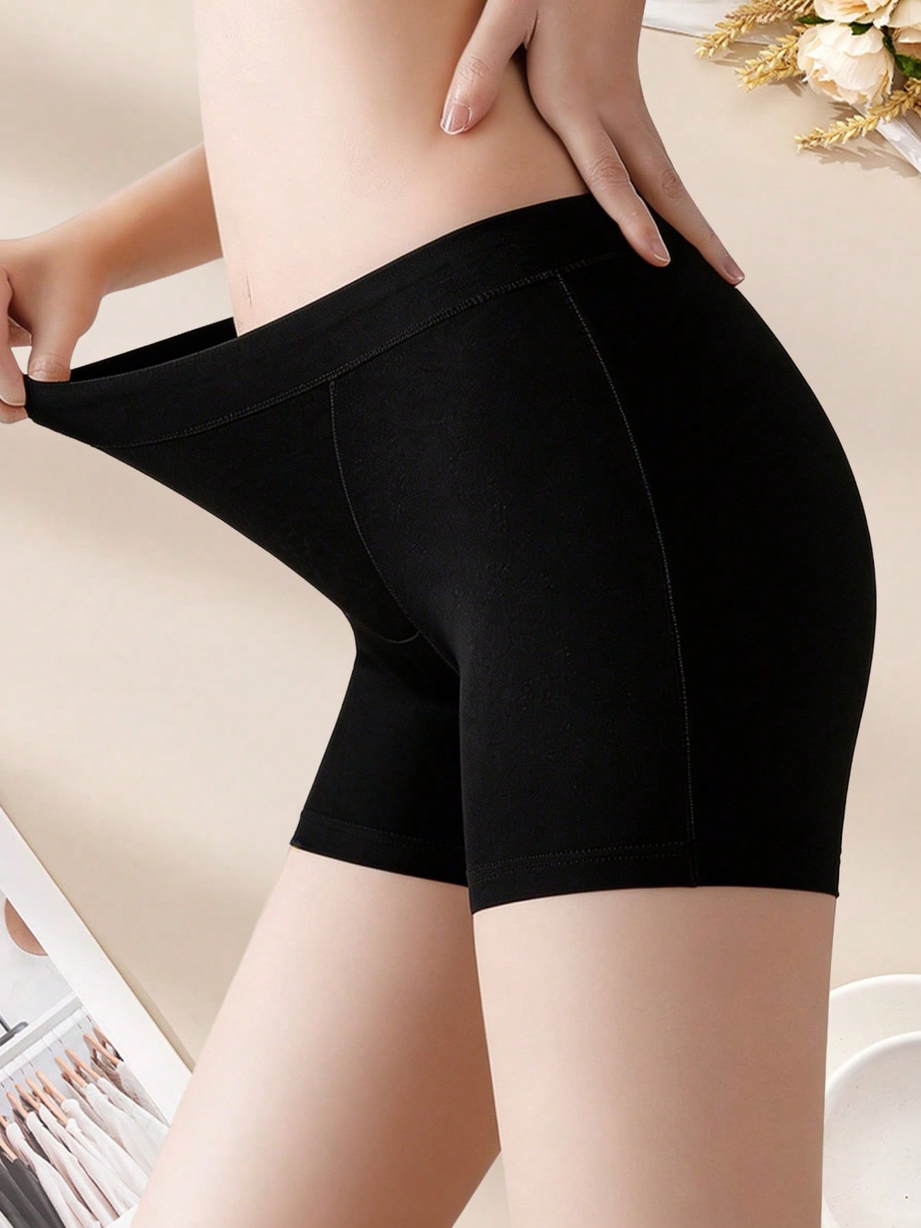 2PCS コットン安全女性用ショーツ、ハイウエストノーロール - Boxer Brief Pack Cotton のレビューと価格