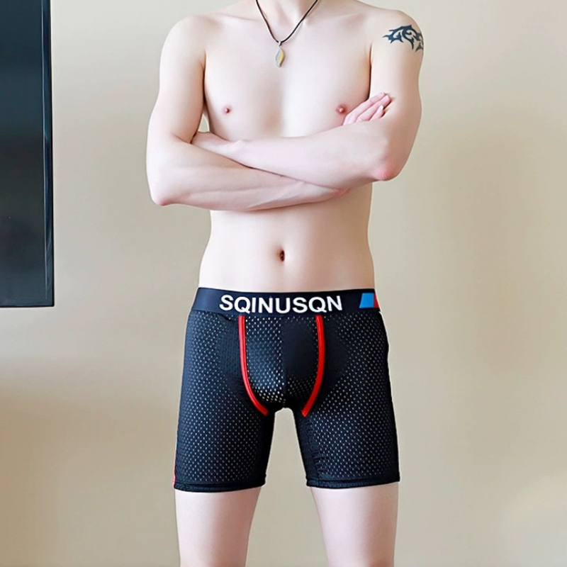 メンズアイスシルクメッシュボクサーブリーフ M-3XL 通気 - Long Leg Trunk Men のレビューと価格