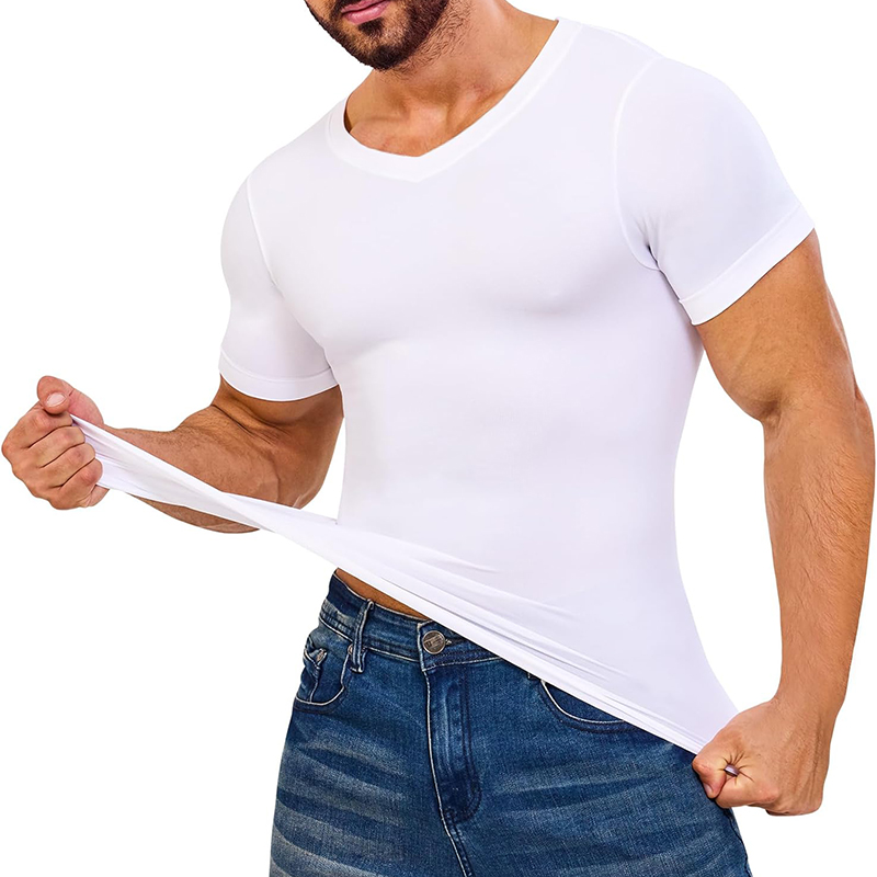 メンズVネックコンプレッションシャツ,半袖ボディシェイパー, - Undershirt Crew Neck のレビューと価格